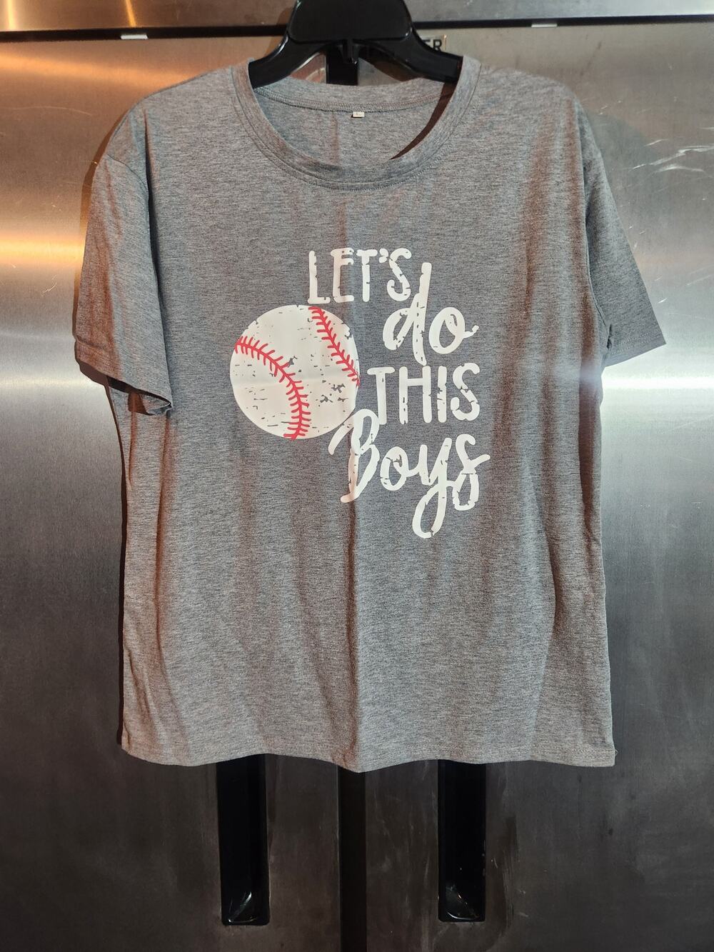 Lets Do This Boys Baseball Graphic Tee Gray Size L